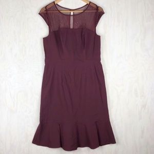 Adrianna Papell Sheer Top Dress Flounce Skirt NWT